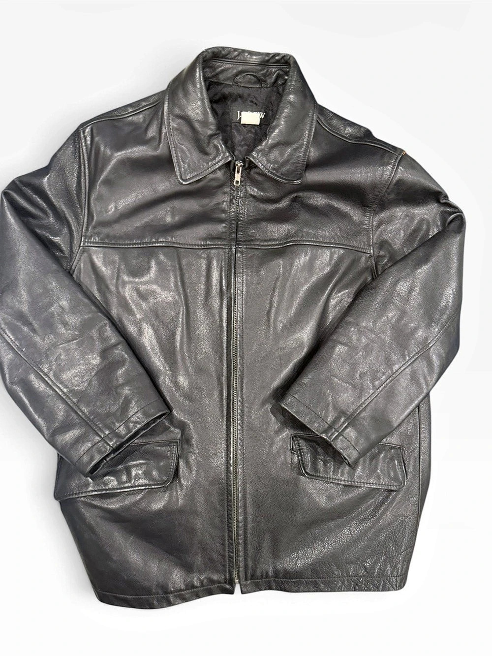 J.Crew Vintage Black Leather oarsman men’s Jacket xl